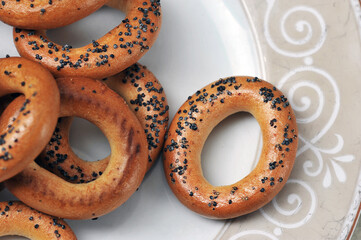 bagels with poppy seeds on a plate