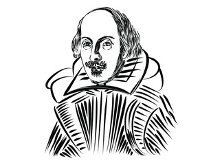 An abstract vector illustration of William Shakespeare on an isolated white background

