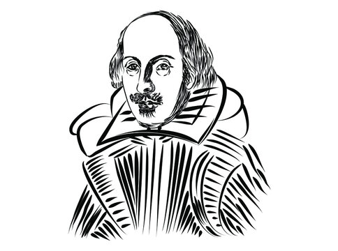 An Abstract Vector Illustration Of William Shakespeare On An Isolated White Background
