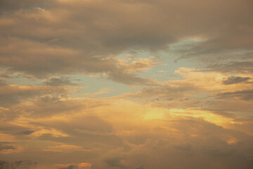 The sky during sunset. Orange sky and clouds