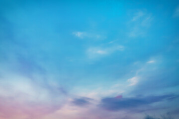 Sunset sky with multicolor clouds. Sky for replacement in architectural photography or 3d design.