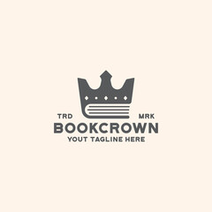 book and crown logo template vector