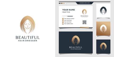 Beauty logo for woman and business card design. Logo icon for beauty salon. Premium Vector