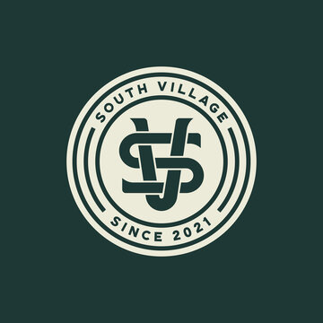 sv monogram badge logo template vector