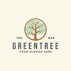 green tree vintage logo template