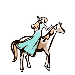 Horse and Rider silhouette set on transparent background - Woman with helmet riding Dressage movements on elegant horse