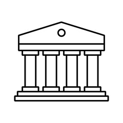 Classic Roman columns building icon. Financial institute, bank, museum, university or courthouse symbol. Vector illustration.