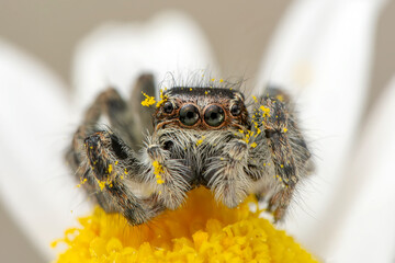 Close up  beautiful jumping spider  