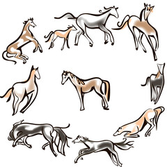 Vector group of pets - Horse isolated on white background., Pet Icon Image, horse Icon, Vector pet for your design.