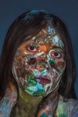 Woman with paint on her face