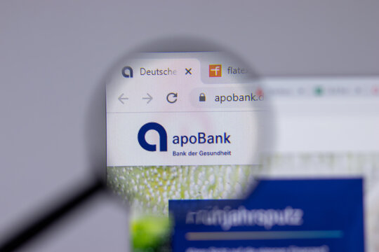 New York, USA - 26 April 2021: apoBank company logo close-up on website page, Illustrative Editorial.