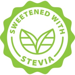 sweetened with stevia green stamp badge outline icon label - obrazy, fototapety, plakaty