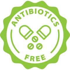 no antibiotics free green stamp badge outline icon label