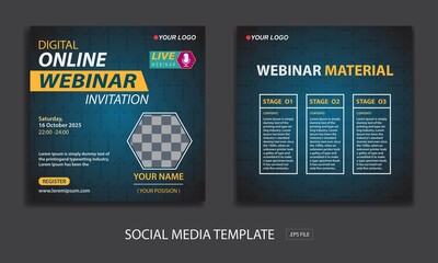 live webinar conference social media post template, with color green
