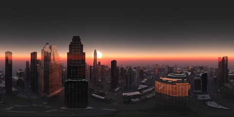 cityscape, HDRI, environment map , Round panorama, spherical panorama, equidistant projection, panorama 360, 3d rendering