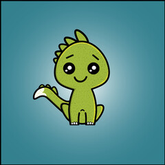 Cute green dinosaur.