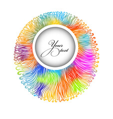 Round frame made of rainbow lines. Vector illustration