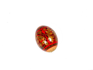 Brightly colored Easter egg with patterns, isolated on white