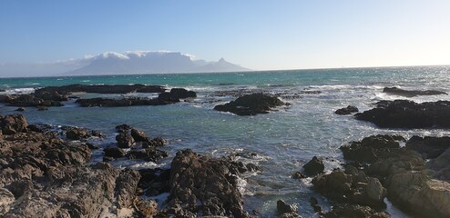 Fototapeta na wymiar Table Mountain View Over Ocean