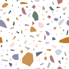 Terrazzo seamless pattern, colorful abstract geometric background. Vector illustration for surface design