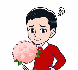 赤い服を着た若い男性