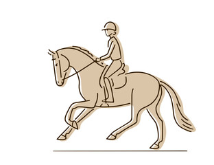 Design logo equestrian dressage, line drawing and silhouette