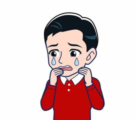 赤い服を着た若い男性