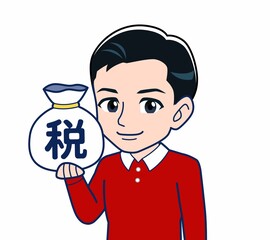 赤い服を着た若い男性