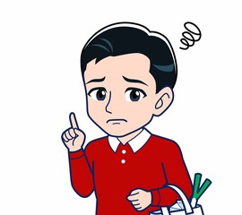 赤い服を着た若い男性