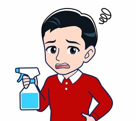 赤い服を着た若い男性