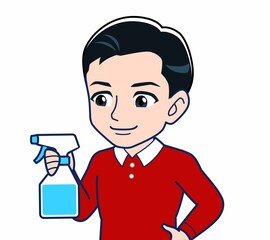 赤い服を着た若い男性