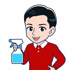 赤い服を着た若い男性