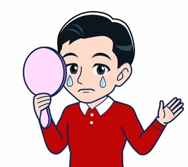 赤い服を着た若い男性