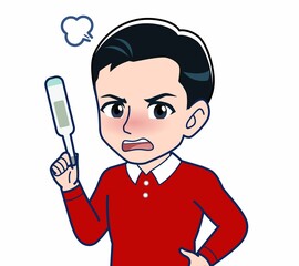 赤い服を着た若い男性