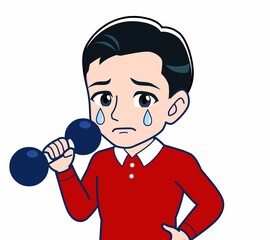 赤い服を着た若い男性