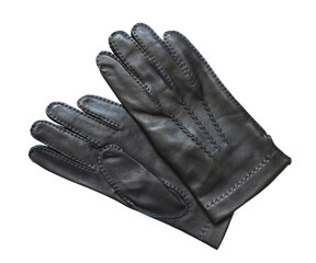 Black leather gloves for man