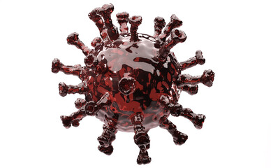 Model of coronavirus or the other virus isolated on the white background. 3D Render