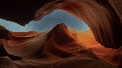 antelope canyon arizona by night - abstract background and travel concept.