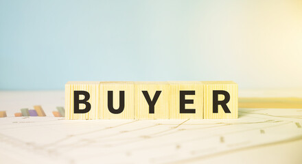 Buyer text on cubes. Sales concept. Realtor