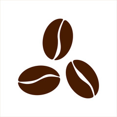 Coffee beans flat set, isolated on white background, dark brown flat vector coffee beans sign; emblem for cafe or logo