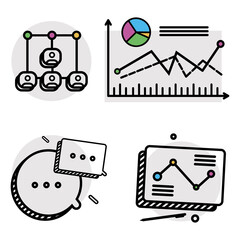 Business statistical analysis icons vector