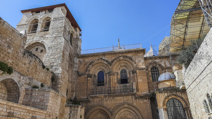Obraz premium The church of the holy sepulchre is a church in the Christian Quarter of the Old City of Jerusalem