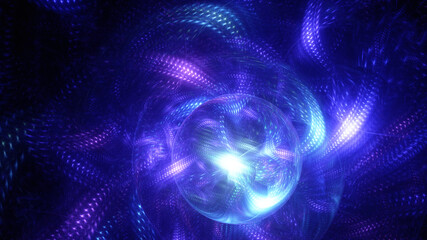 Abstract background, smooth multicolored lines on a black background.