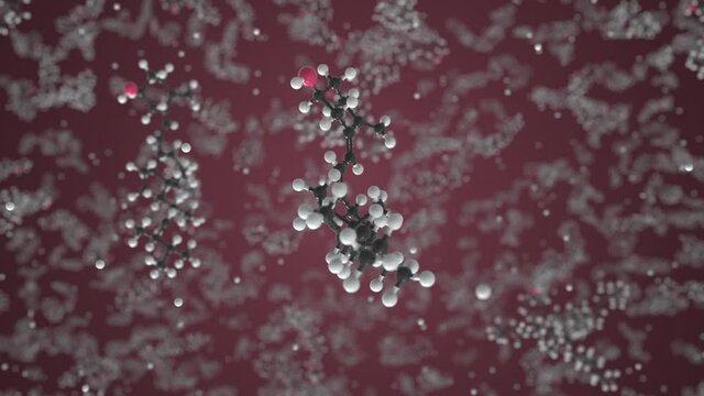 Molecule of Ergocalciferol. Molecular model, looping seamless 3d animation