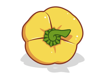 Fresh bell pepper. Vector paprika. Yellow sweet pepper.