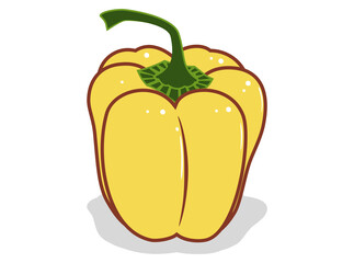 Fresh bell pepper. Vector paprika. Yellow sweet pepper.