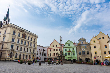 Obraz premium CESKY KRUMLOV, CZECH REPUBLIC, 1 AUGUST 2020: beautiful square in the historic center