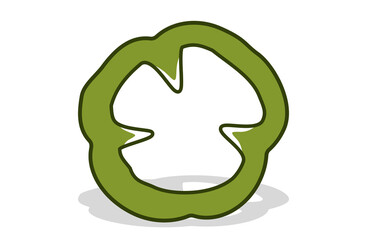 Freshly chopped bell pepper. Vector paprika. Green sweet pepper.