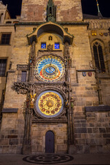 PRAGUE, CZECH REPUBLIC, 31 JULY 2020: Astronomical Clock at night