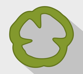 Freshly chopped bell pepper. Vector paprika. Green sweet pepper.